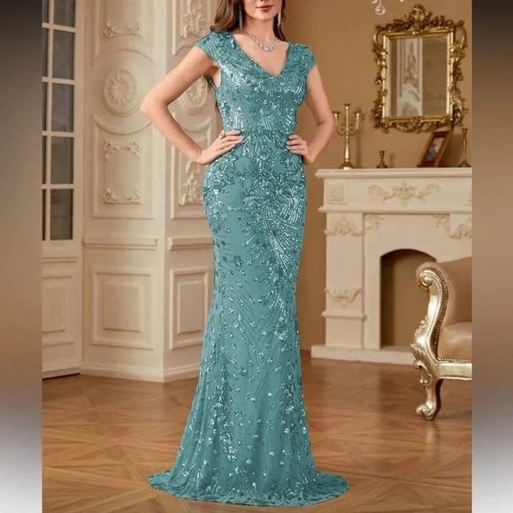 Dresses | Elegant Blue Evening Gown | Poshmark